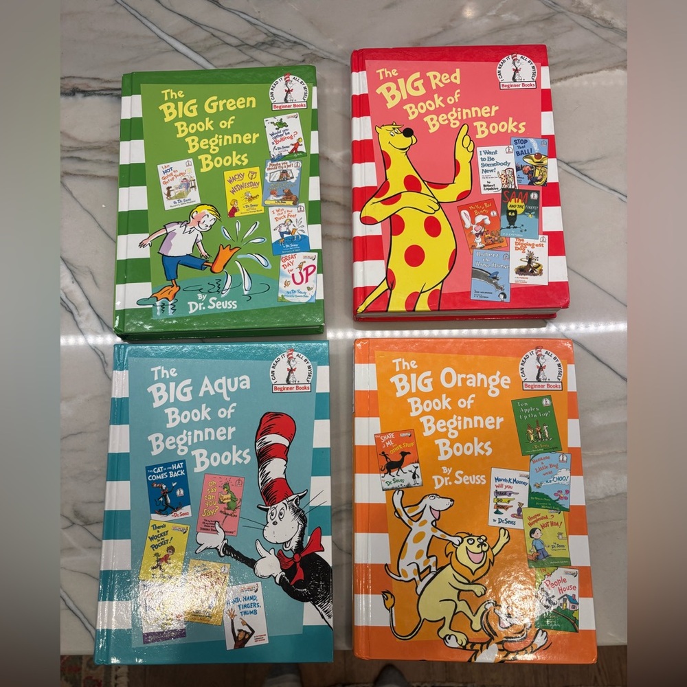 Dr. Seuss Big Beginner Books‎ Set of 4 Hardcover Green Red Aqua Orange